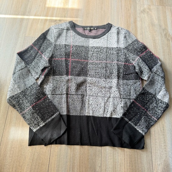 Rag & Bone Tegan Plaid Merino Wool Sweater black size medium - Picture 2 of 6